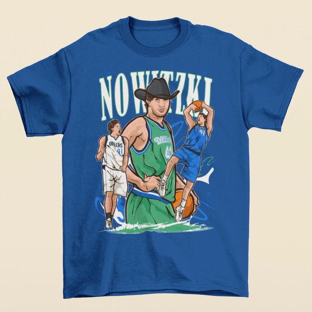 Dirk Nowitzki Cartoon Style Dallas Basketball T-Shirt